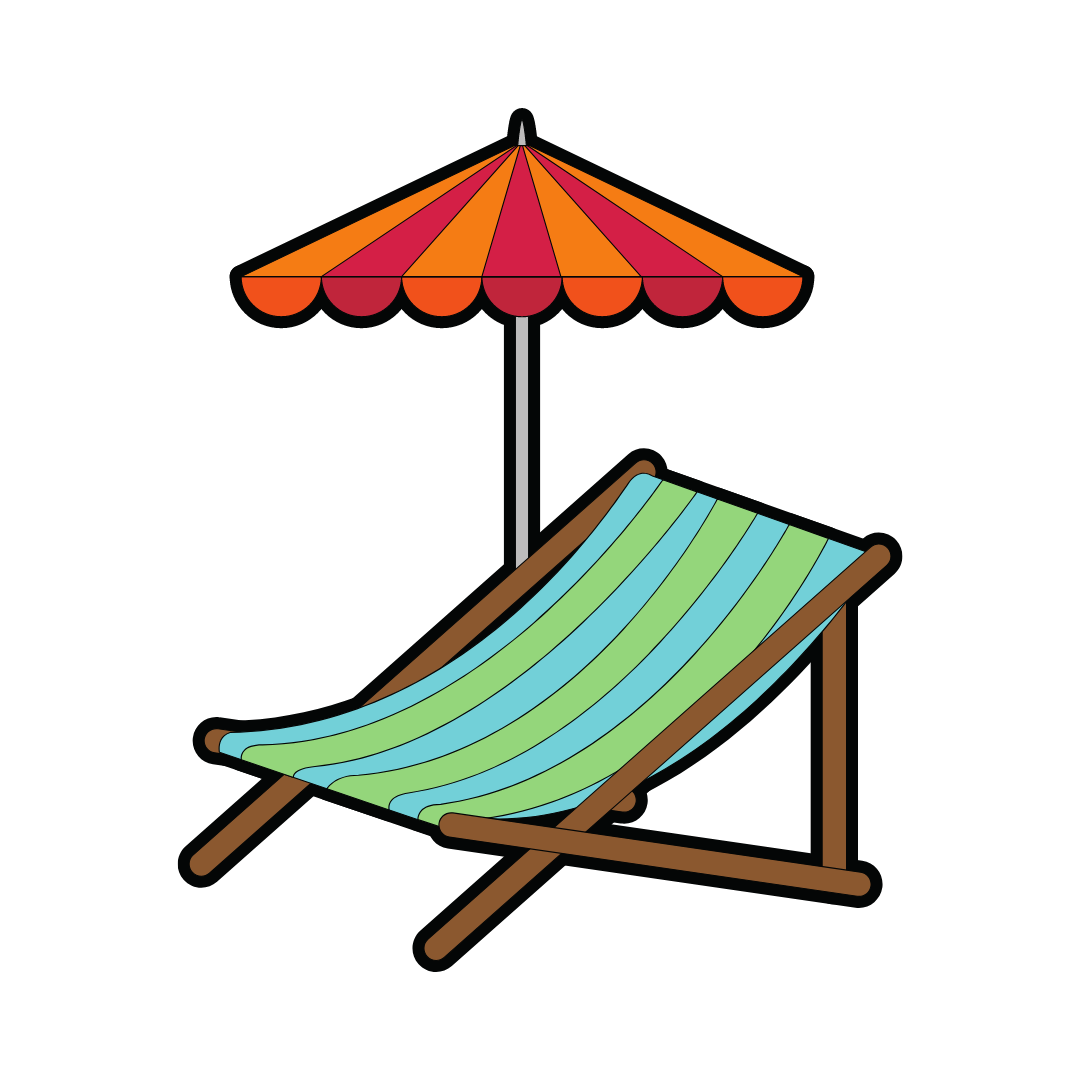 Beach chair with umbrella